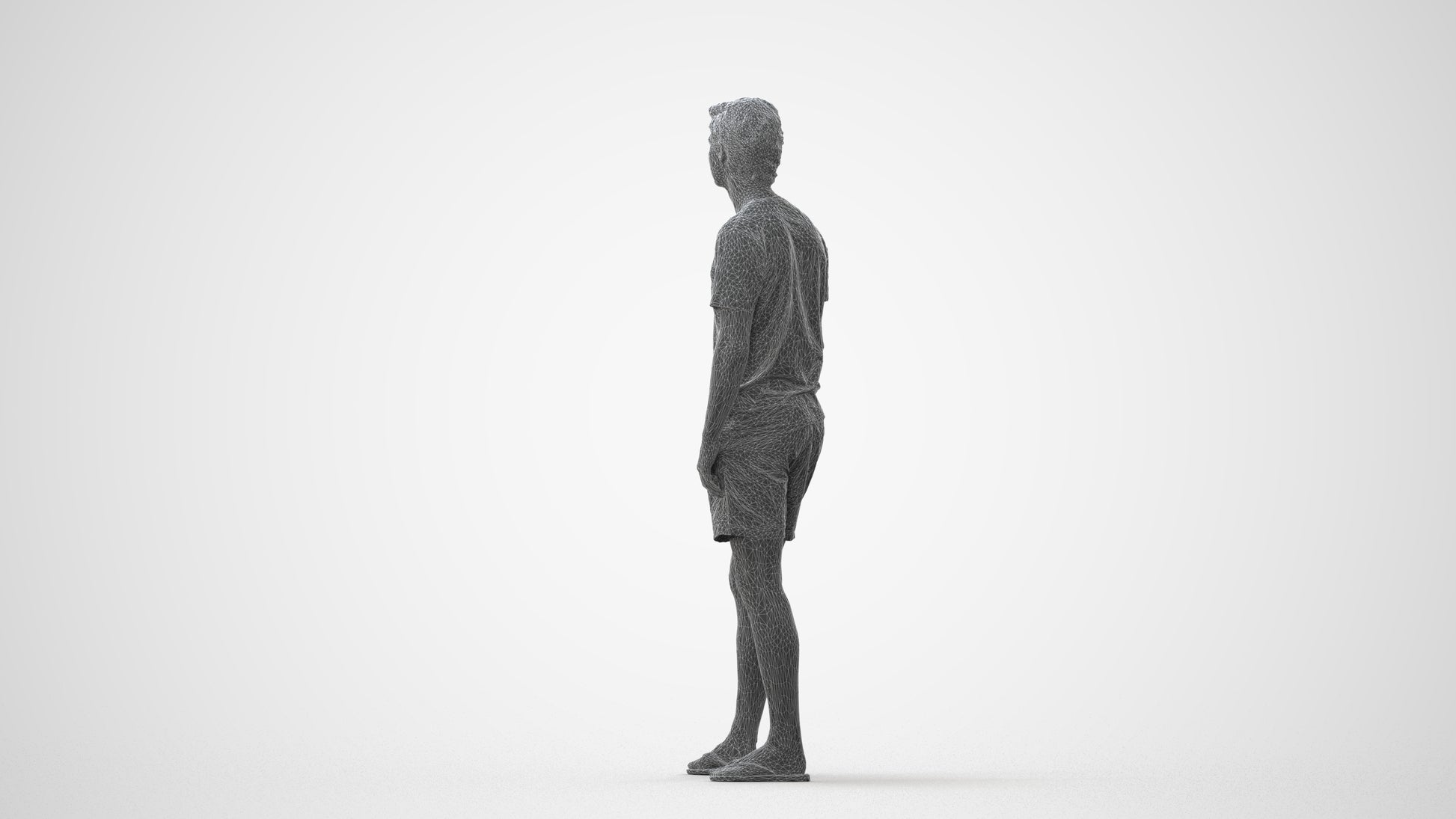 3D human model man casual standing, photogrammetry scanned person for archviz, square thumbnail