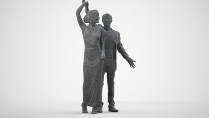 scanned 3D woman formal dancing, photogrammetry people for Enscape and V-Ray, wireframe side view