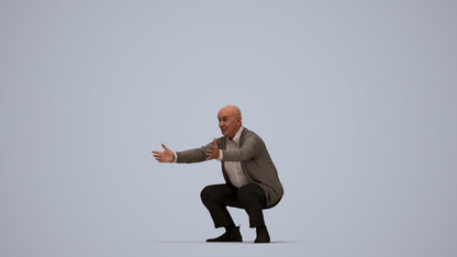 3D scanned senior man standing casual, photorealistic archviz people for Enscape and SketchUp, top-down view render