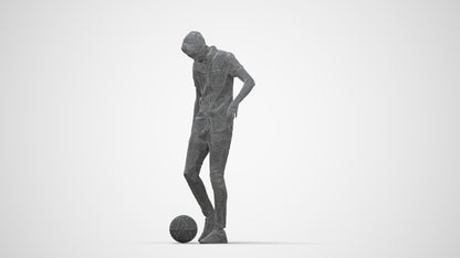 3D human model man sport standing, photogrammetry scanned person for archviz, wireframe back view