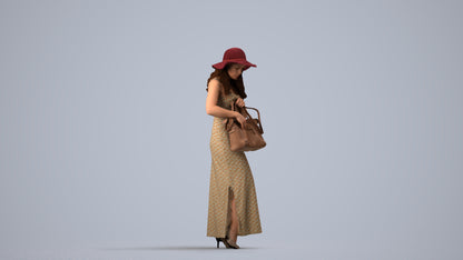 photogrammetry 3D woman casual standing, realistic human model archviz FBX, side view render