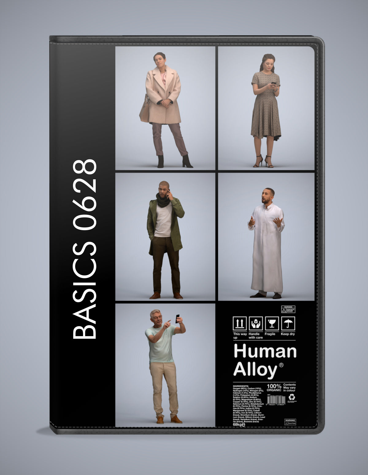 scanned 3D people standing collection, 5 photogrammetry models for Enscape and V-Ray
