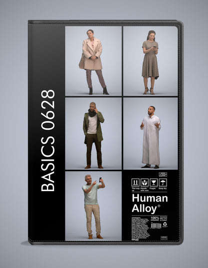 scanned 3D people standing collection, 5 photogrammetry models for Enscape and V-Ray