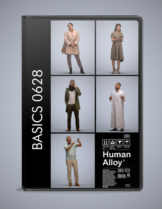scanned 3D people standing collection, 5 photogrammetry models for Enscape and V-Ray