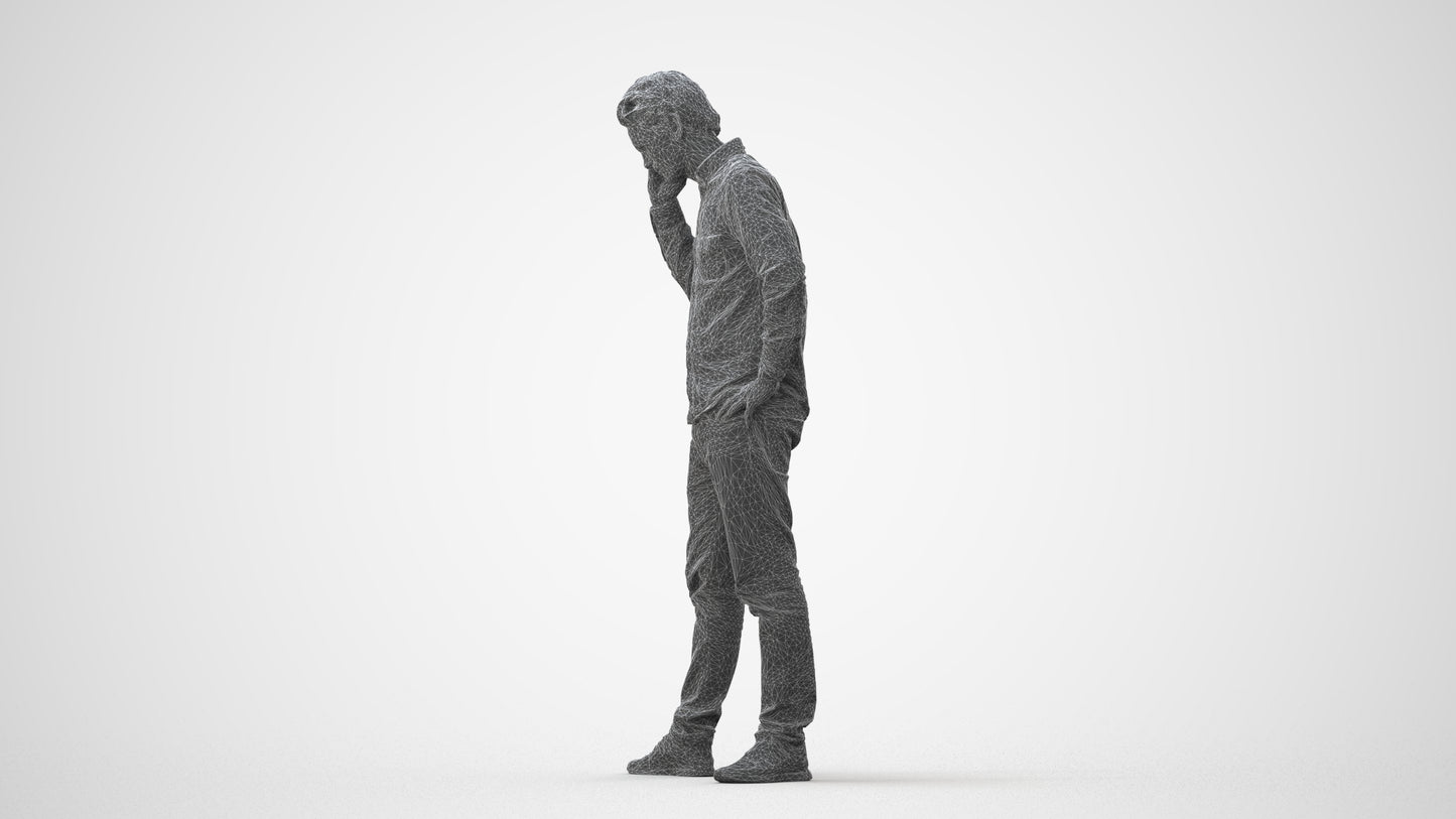 scanned 3D man casual standing, photogrammetry people for Enscape and V-Ray, square thumbnail