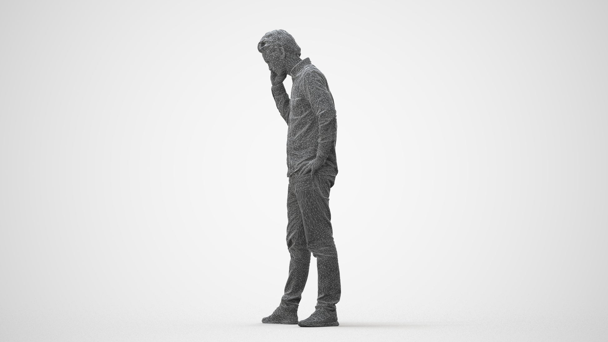 scanned 3D man casual standing, photogrammetry people for Enscape and V-Ray, square thumbnail