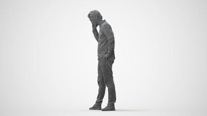 scanned 3D man casual standing, photogrammetry people for Enscape and V-Ray, square thumbnail