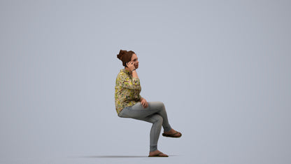 3D scanned boy sitting casual, photorealistic archviz people for Enscape and SketchUp, side view render
