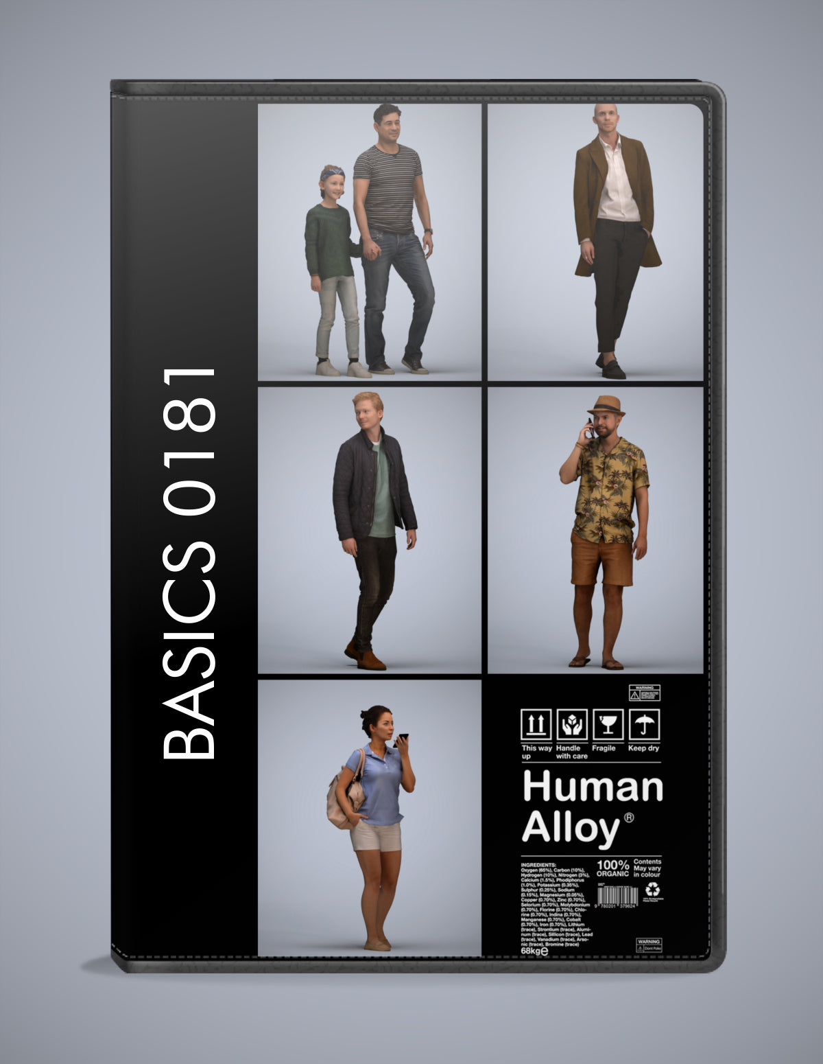 scanned 3D people walking collection, 5 photogrammetry models for Enscape and V-Ray