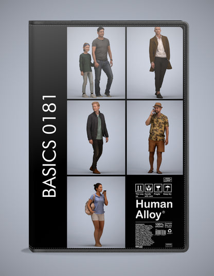 scanned 3D people walking collection, 5 photogrammetry models for Enscape and V-Ray