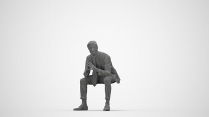 realistic 3D people man business, render-ready for V-Ray and Corona, FBX OBJ, wireframe back view