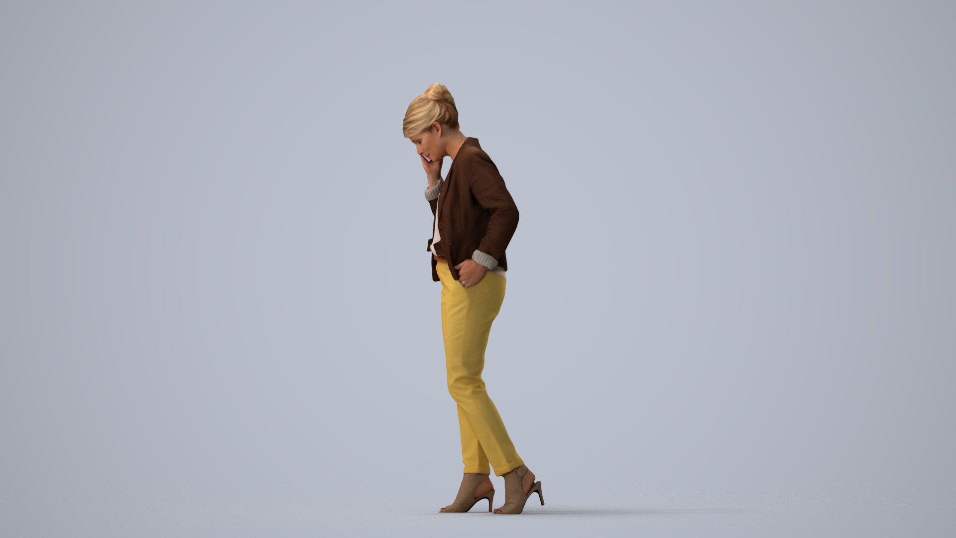 photogrammetry 3D woman business kids, realistic human model archviz FBX, standing pose render