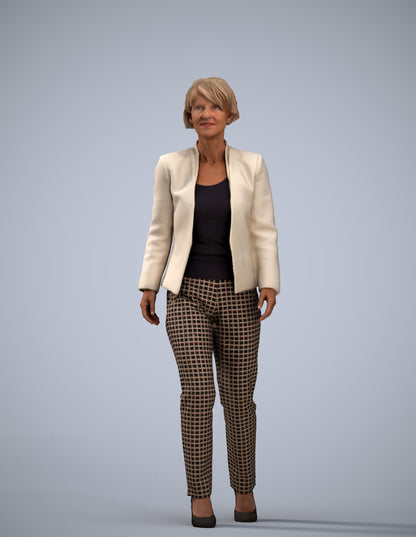 3D people model senior woman business walking, scanned human for 3ds Max rendering