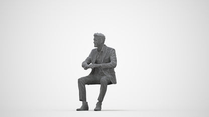 scanned 3D man business, photogrammetry people for Enscape and V-Ray, wireframe back view