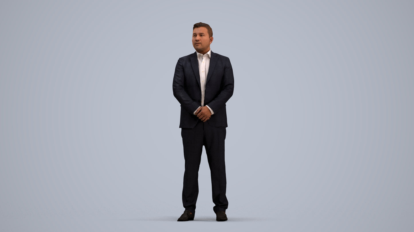 3D people model man business formalaffairs, scanned human for 3ds Max rendering, standing pose render