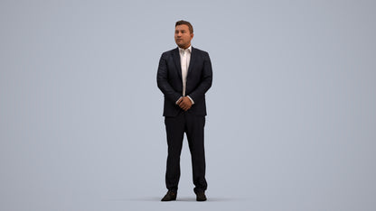 3D people model man business formalaffairs, scanned human for 3ds Max rendering, standing pose render
