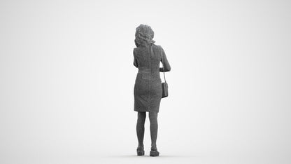 realistic 3D human woman business walking, archviz people FBX OBJ for Blender, wireframe front view