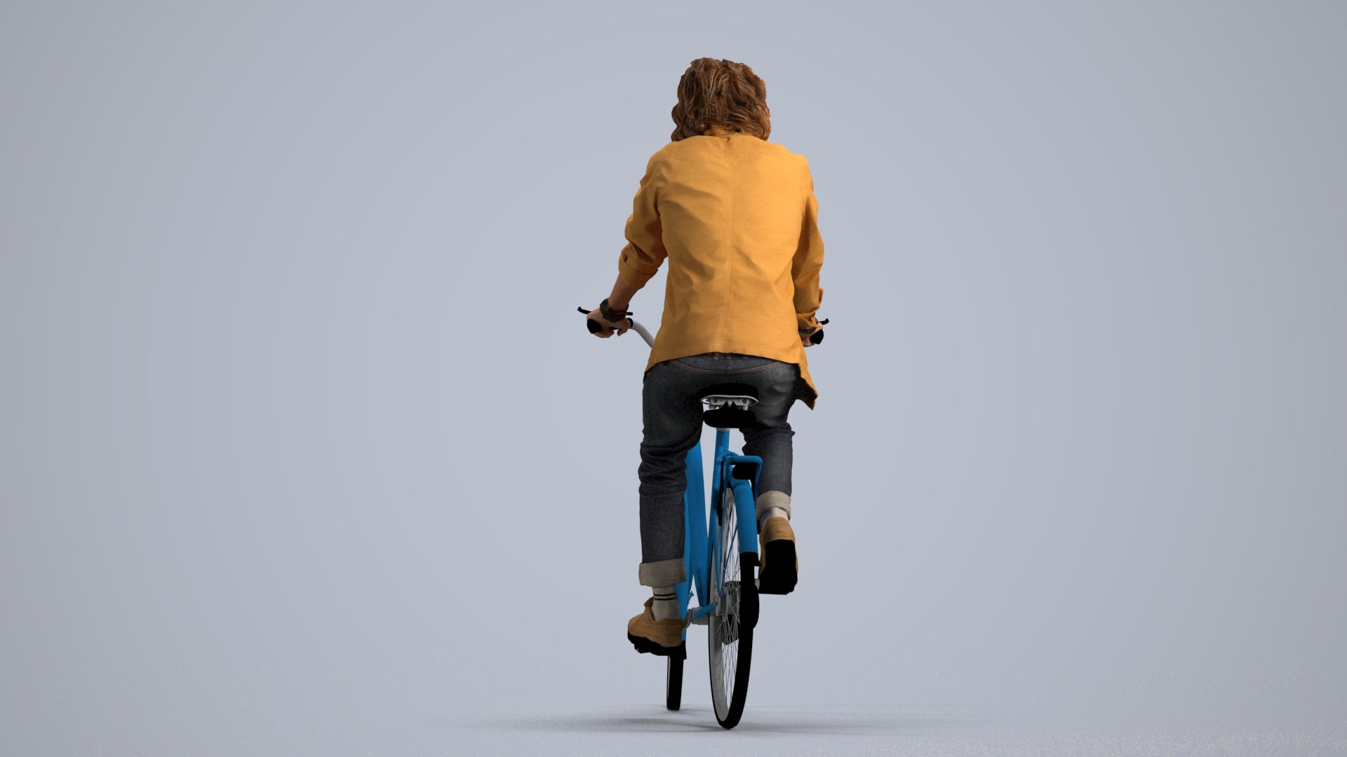 scanned 3D man casual cycling, photogrammetry people for Enscape and V-Ray, front view render