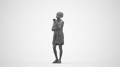 realistic 3D woman casual standing, scanned archviz people for Blender and 3ds Max, wireframe back view