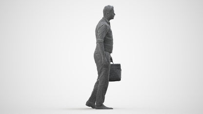 realistic 3D people man business walking, render-ready for V-Ray and Corona, FBX OBJ, wireframe side view