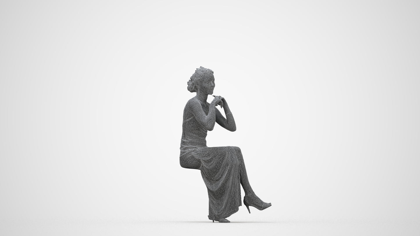 3D people model woman formal formalaffairs, scanned human for 3ds Max rendering, wireframe back view