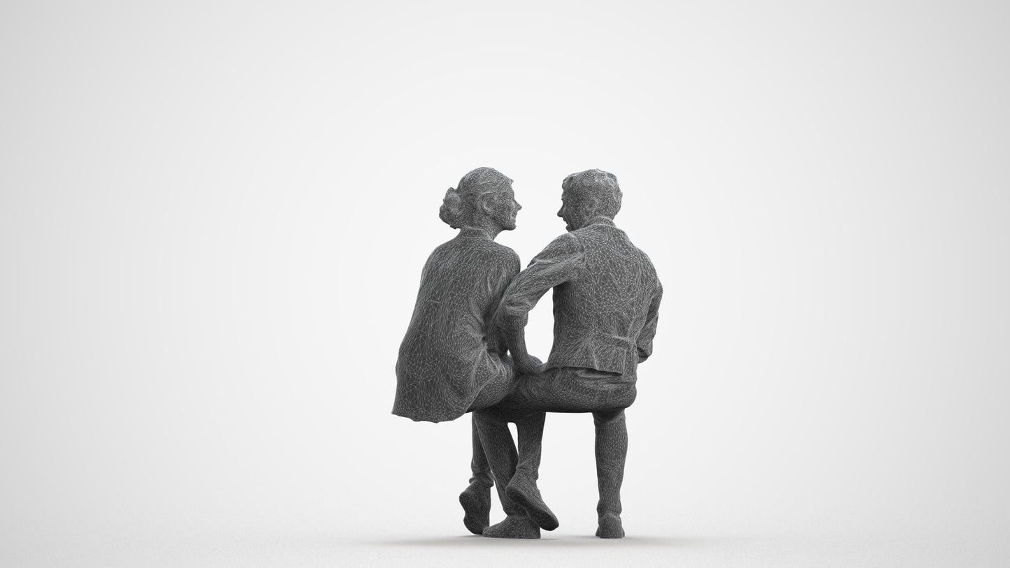 realistic 3D human woman casual couple, archviz people FBX OBJ for Blender, wireframe front view