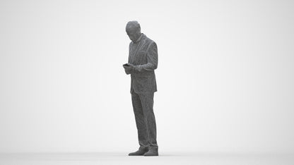 scanned 3D man business, photogrammetry people for Enscape and V-Ray, wireframe back view