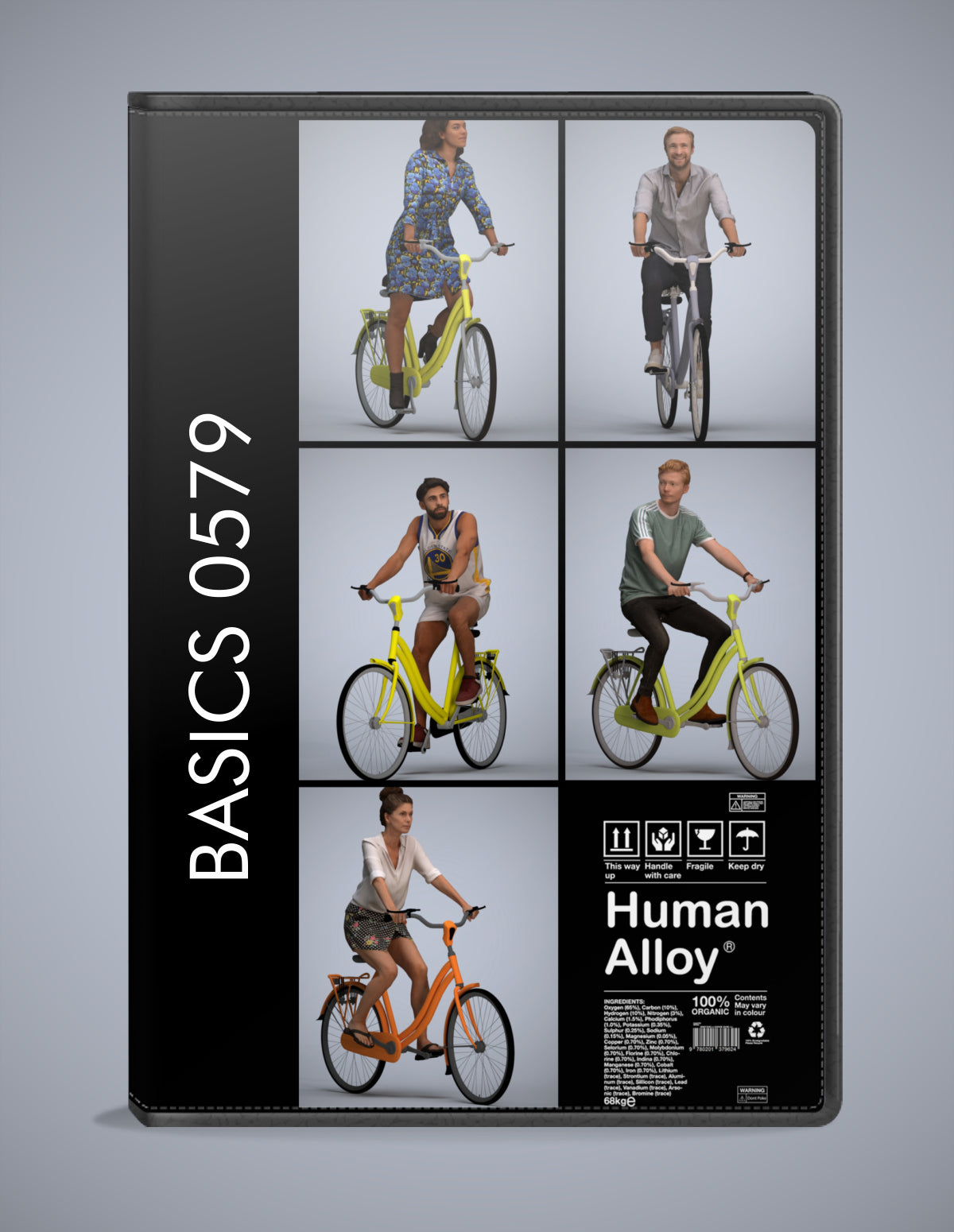 realistic 3D humans cycling pack, 5 archviz people FBX OBJ for Blender