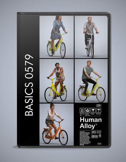 realistic 3D humans cycling pack, 5 archviz people FBX OBJ for Blender