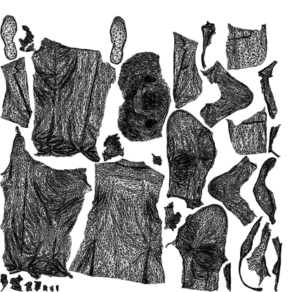 scanned 3D man business, photogrammetry people for Enscape and V-Ray, wireframe top-down view