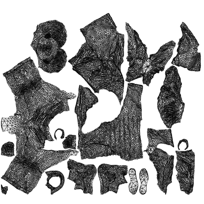 realistic 3D man casual sitting, scanned archviz people for Blender and 3ds Max, wireframe top-down view