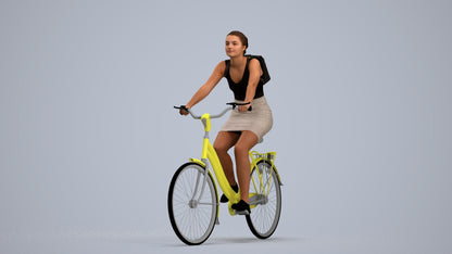 3D scanned girl cycling casual, photorealistic archviz people for Enscape and SketchUp, standing pose render