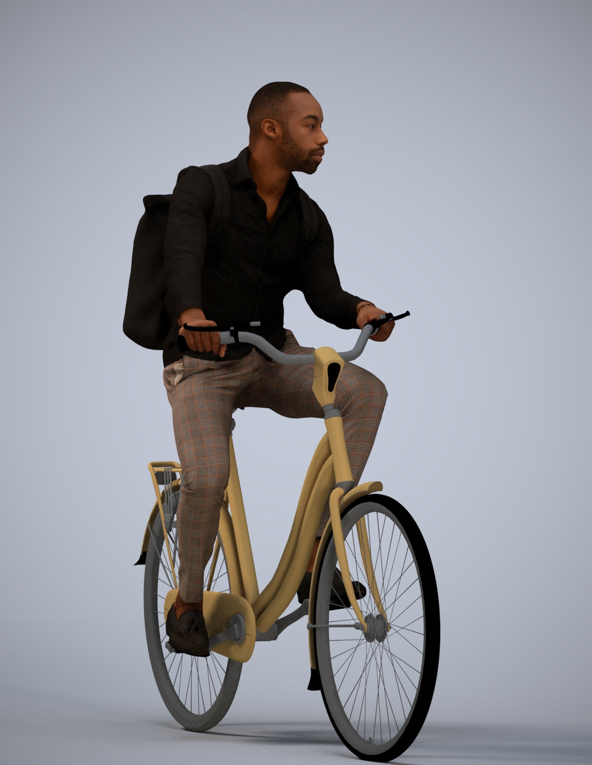 photogrammetry 3D man business cycling, realistic human model archviz FBX