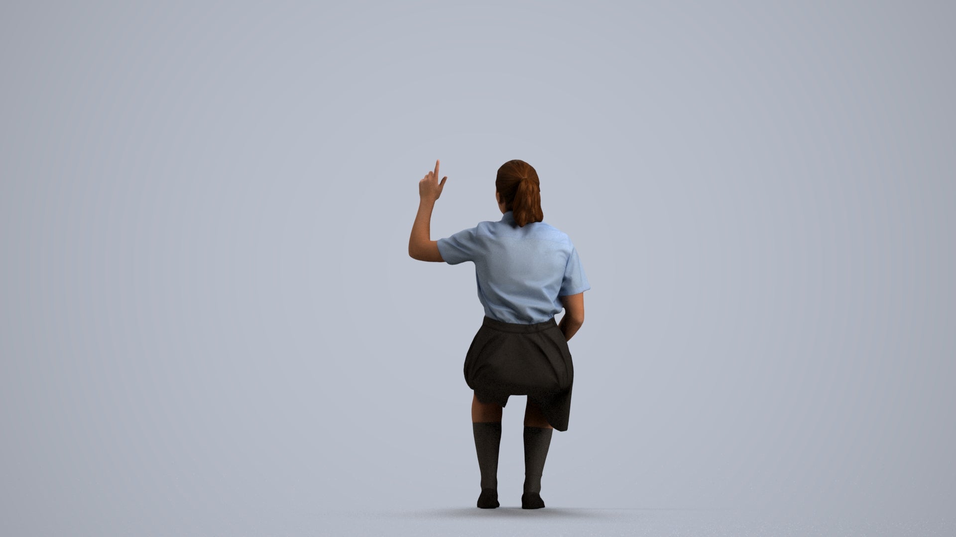 3D human model girl kids, photogrammetry scanned person for archviz, front view render
