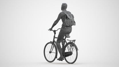 photogrammetry 3D man casual cycling, realistic human model archviz FBX, wireframe front view