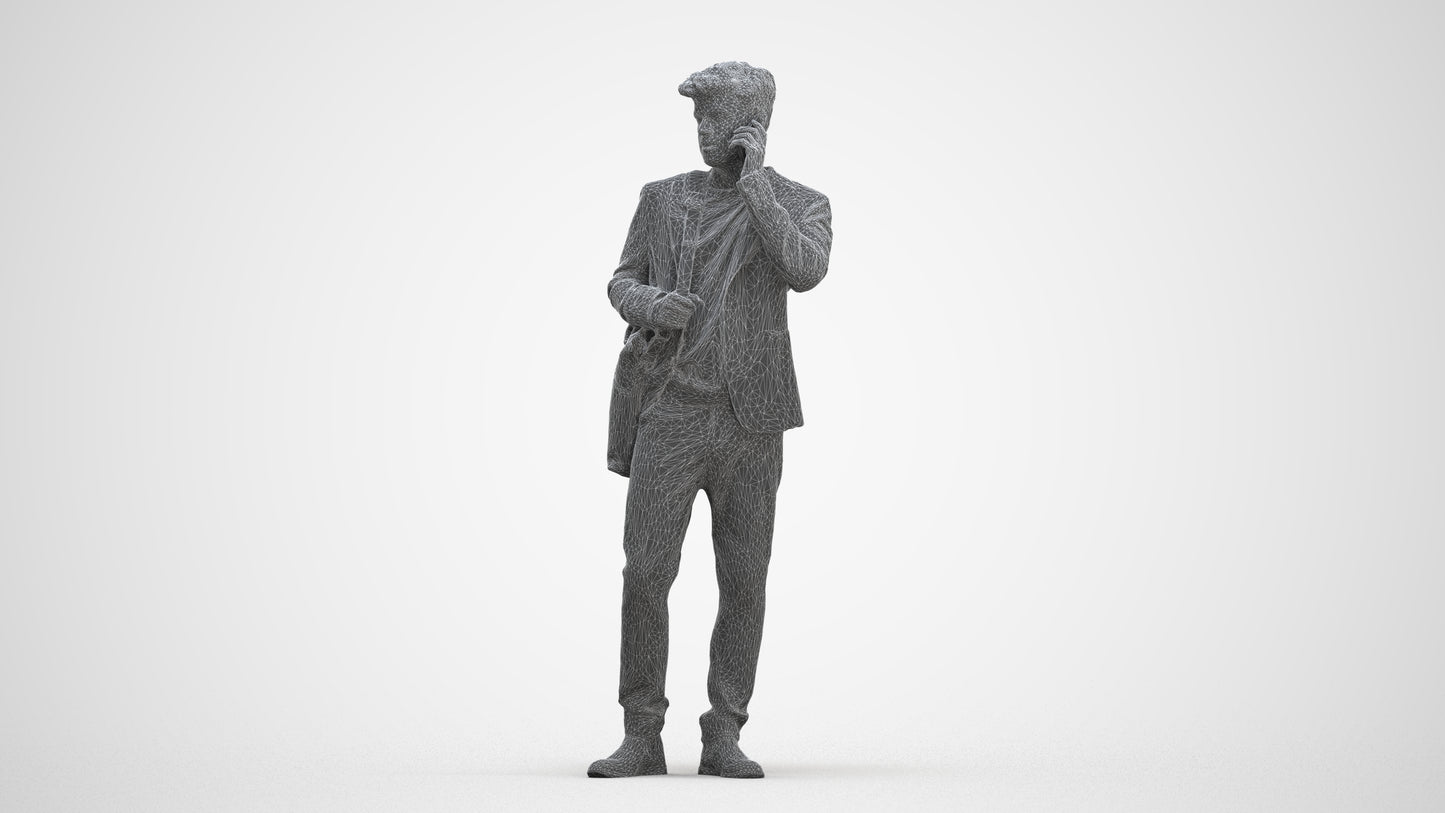 3D scanned man standing business, photorealistic archviz people for Enscape and SketchUp, three-quarter front view render