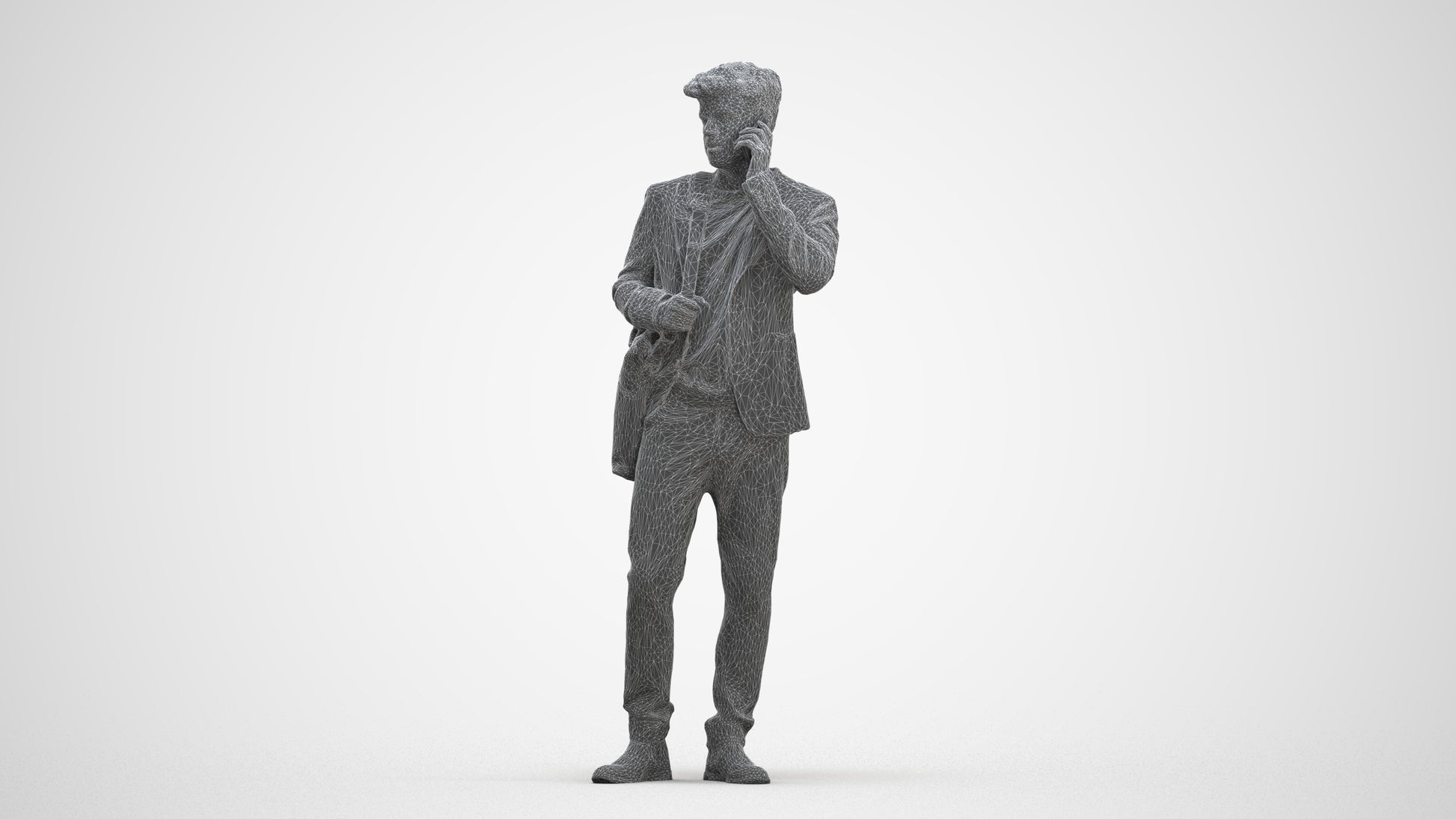 3D scanned man standing business, photorealistic archviz people for Enscape and SketchUp, three-quarter front view render