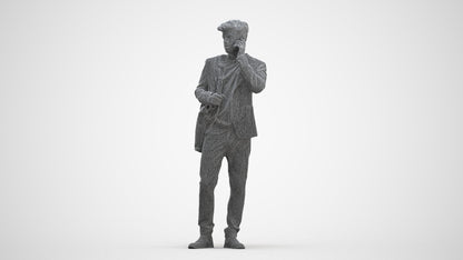 3D scanned man standing business, photorealistic archviz people for Enscape and SketchUp, three-quarter front view render