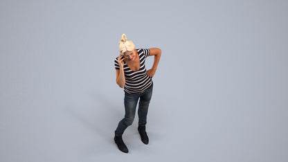 3D people model senior woman casual standing, scanned human for 3ds Max rendering, back view render