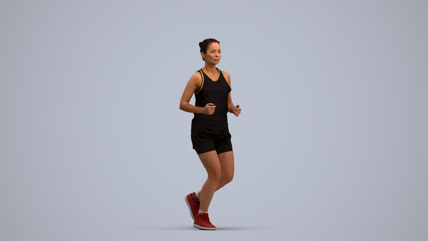 realistic 3D woman sport, scanned archviz people for Blender and 3ds Max, standing pose render
