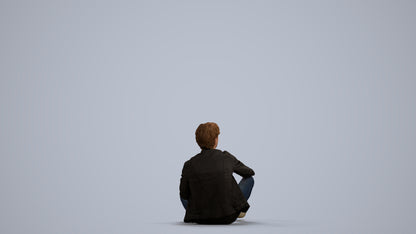 realistic 3D people man casual sitting, render-ready for V-Ray and Corona, FBX OBJ, front view render