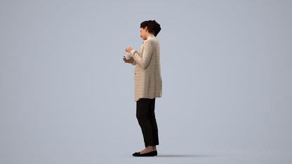 scanned 3D woman business standing, photogrammetry people for Enscape and V-Ray, three-quarter view render