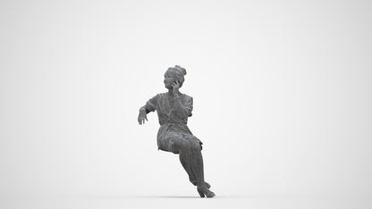 scanned 3D woman casual sitting, photogrammetry people for Enscape and V-Ray, wireframe back view