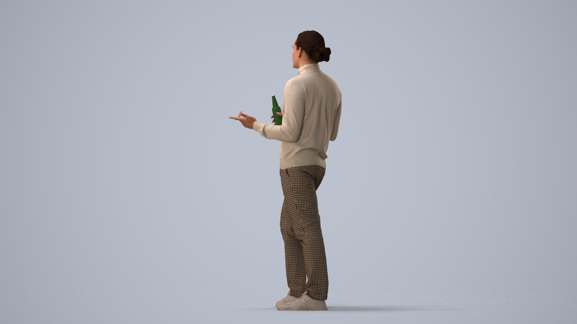photogrammetry 3D man casual standing, realistic human model archviz FBX, three-quarter view render