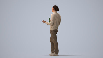 photogrammetry 3D man casual standing, realistic human model archviz FBX, three-quarter view render
