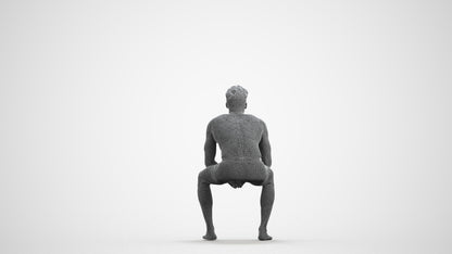 photogrammetry 3D man pool, realistic human model archviz FBX, wireframe front view