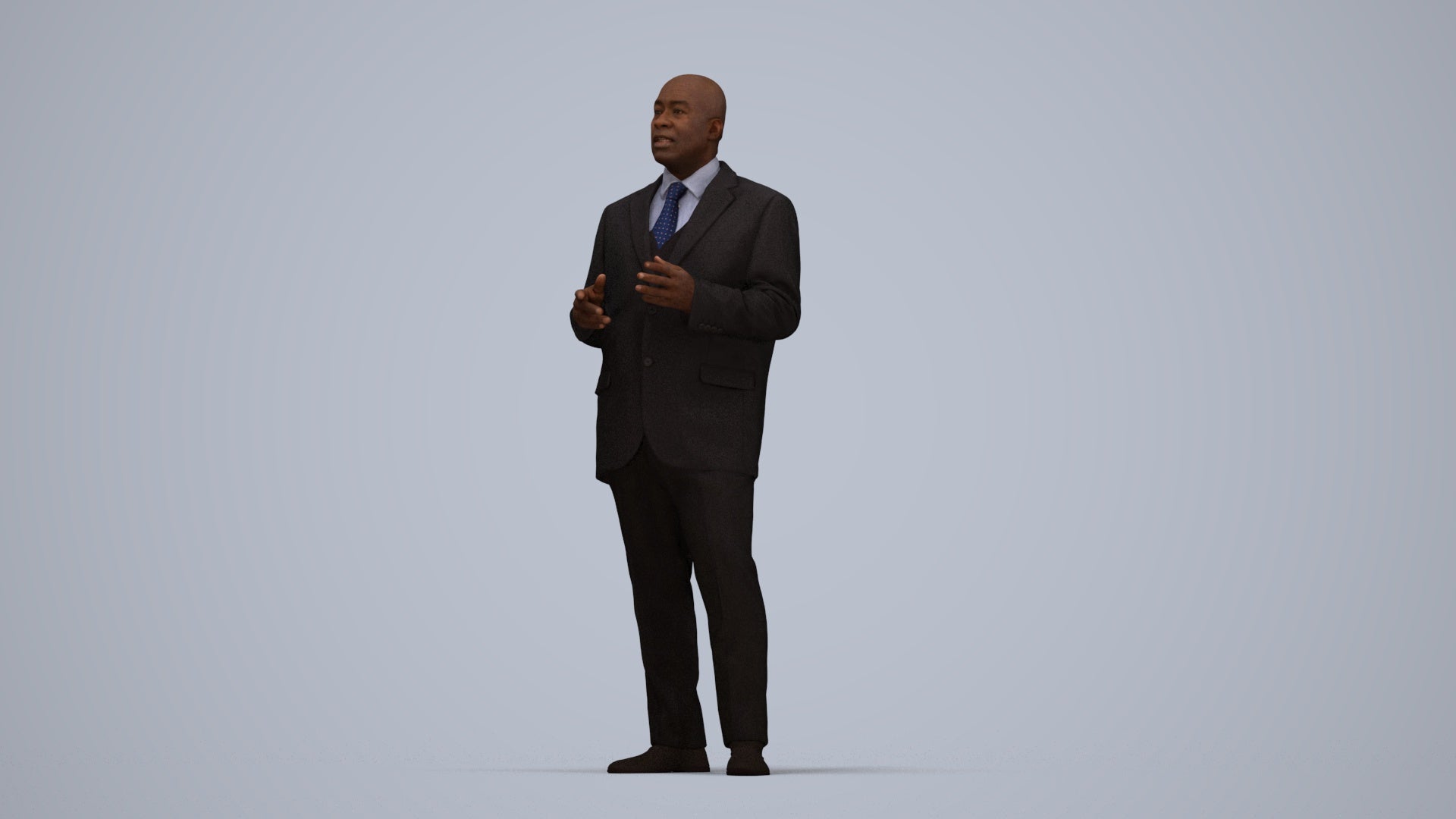 realistic 3D person business shopping, scanned archviz people for Blender and 3ds Max, top-down view render