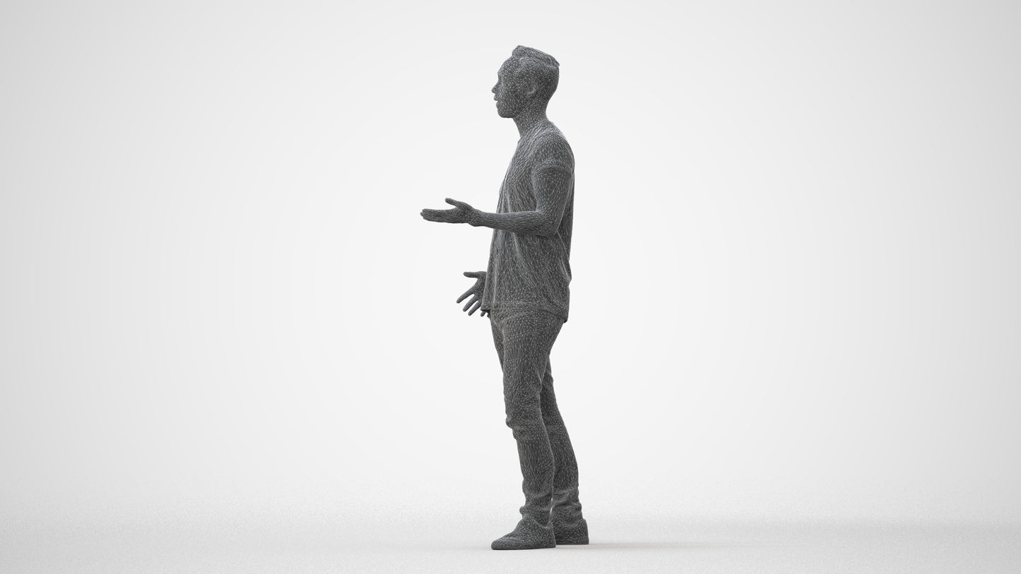 realistic 3D human man casual standing, archviz people FBX OBJ for Blender, square thumbnail
