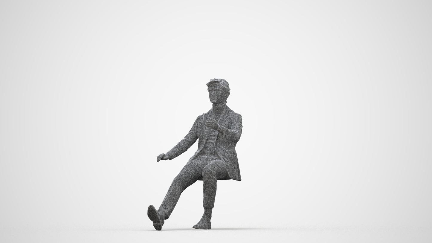 realistic 3D people man business driving, render-ready for V-Ray and Corona, FBX OBJ, wireframe back view
