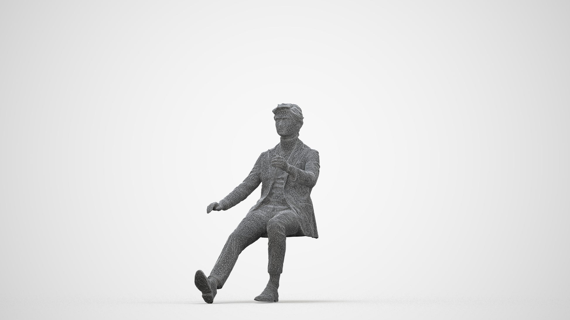 realistic 3D people man business driving, render-ready for V-Ray and Corona, FBX OBJ, wireframe back view